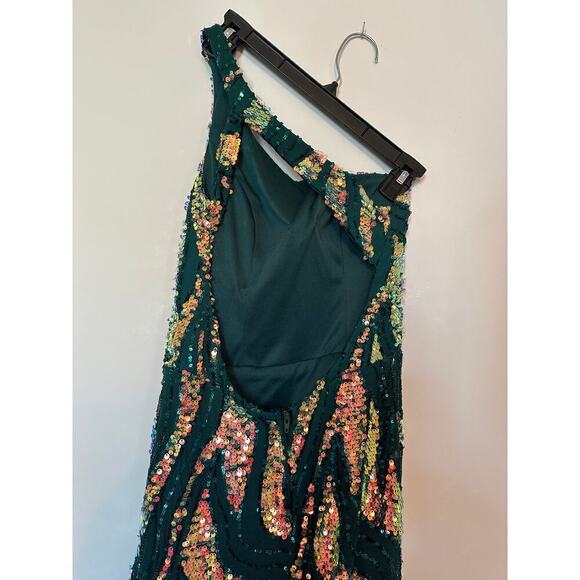 City Studio Size 1 Juniors Green Maxi Mermaid Sequin Prom Gown Dress Unique - Picture 7 of 15